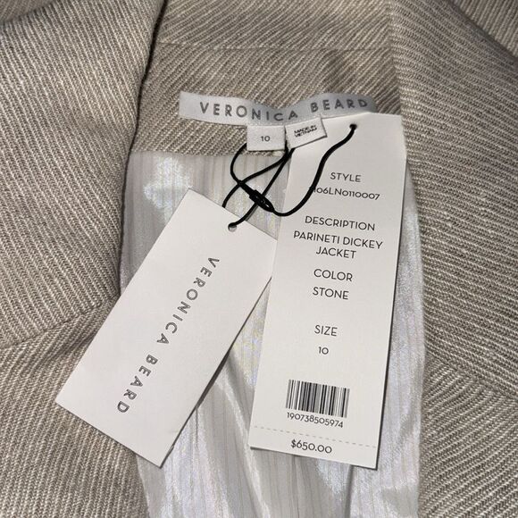 NWT Veronica Beard PARINETI DICKEY Linen 
JACKET Color STONE Size 10 Tan - Picture 12 of 15
